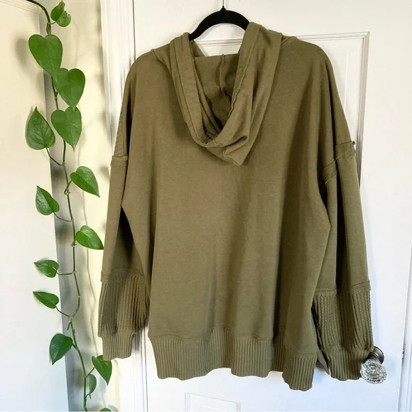NWOT Time and Tru Olive Hooded Pullover Sweater, Women’s Size 2X/22, Waffle - Picture 4 of 7